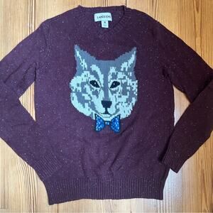 Lands End wolf graphic crew neck sweater SIZE M (10-12)